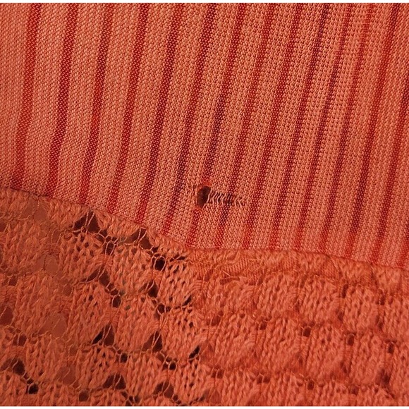 TINY Anthropologie Orange Coral Crochet Boho Lightweight Cardigan Sweater Medium - Picture 10 of 10